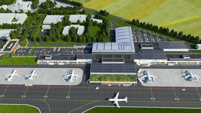 Takto má vypadat nové letiště ve Vodochodech podle plánů z ledna 2010