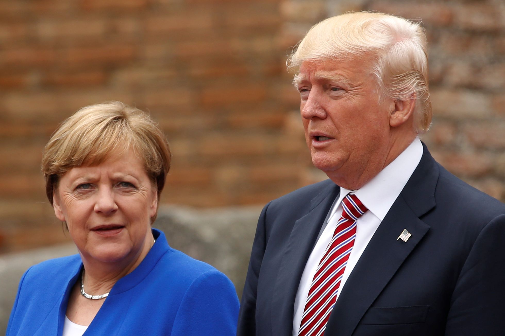 Angela Merkelová a Donald Trump na summitu G7 na Sicílii.