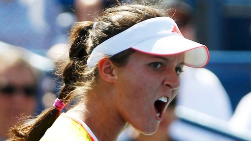 Britská tenistka Laura Robsonová se raduje z vítězství na US Open