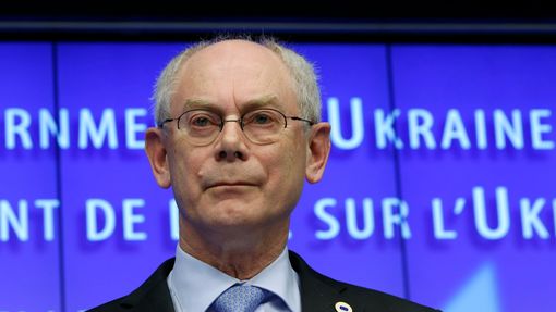 Předseda Evropské rady Herman Van Rompuy po jednání evropských lídrů v Bruselu.