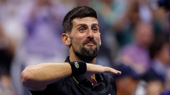 Novak Djokovič v utkání 3. kola US Open 2025