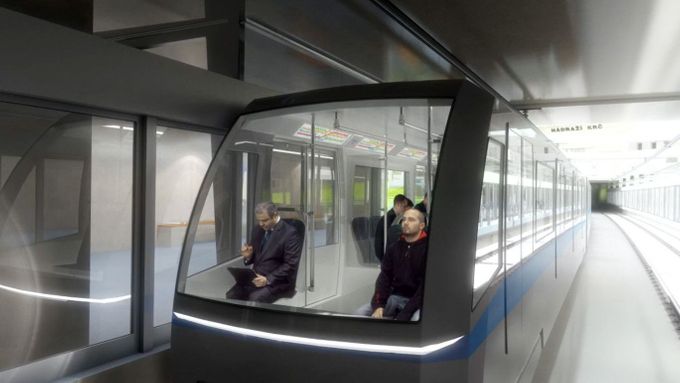 Takto mají podle Metroprojektu vypadat nové vozy metra D - řidiči nebudou potřeba, v čele soupravy je vystřídají cestující.