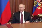 Putin v projevu, oznamujícím válku proti Ukrajině.