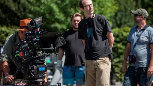 Petr Zelenka se štábem při natáčení filmu Ztraceni v Mnichově.