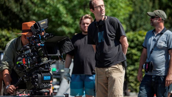 Petr Zelenka se štábem při natáčení filmu Ztraceni v Mnichově.