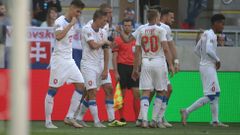 fotbal, Liga národů 2018/2019, Slovensko - Česko, radost po vítězném gólu Patrika Schicka