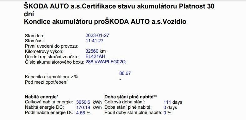 Škoda Citigo e-iv protokol