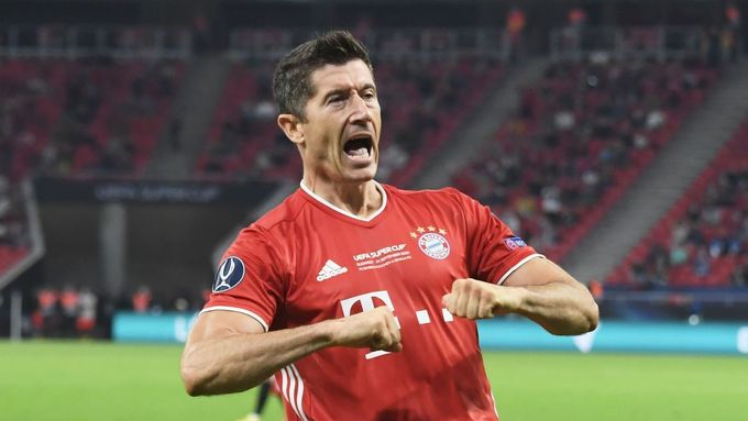 Soccer Football - European Super Cup - Bayern Munich v Sevilla - Puskas Arena, Budapest, Hungary - September 24, 2020. Bayern Munich's Robert Lewandowski celebrates scori