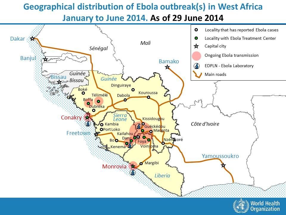 Ebola - mapa - WHO