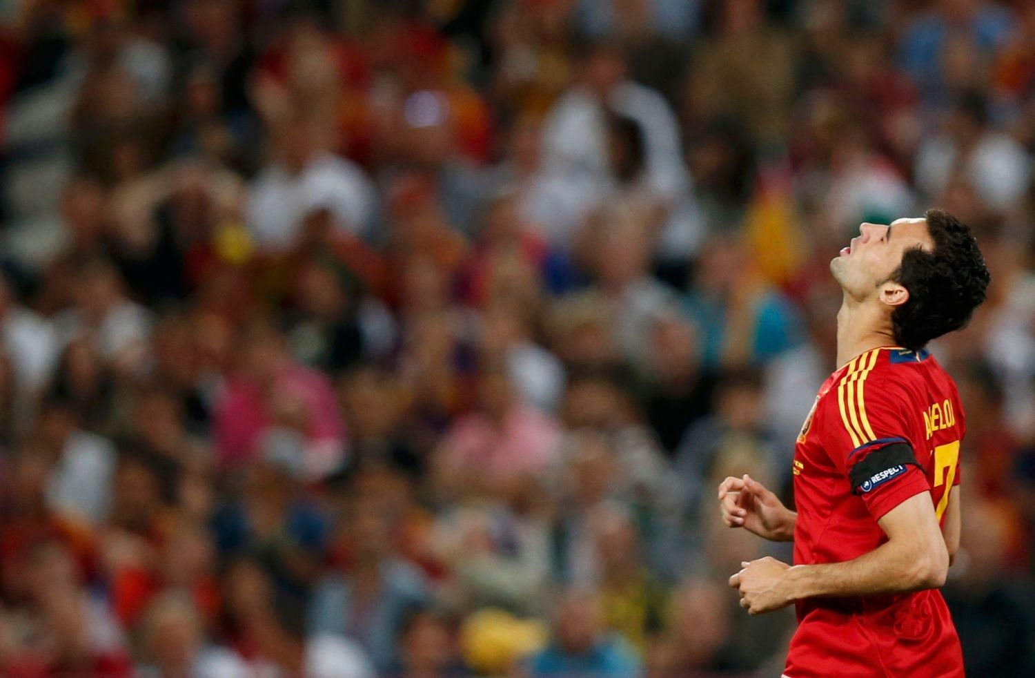 Španělský fotbalista Alvaro Arbeloa lituje nevyužité šance během semifinále na Euru 2012.