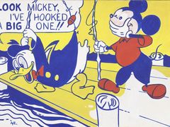 Lichtensteino zlomové plátno své kariéry obkreslil z dětské knížky o Roy Lichtenstein: Look Mickey 1961. Kačeru Donaldovi a Myšáku Myckeym. V rámci tehdejších trendů v umění to bylo víc než absurdní, Lichtenstein ale zřejmě tušil, že se mu podařilo chytit velkou rybu.