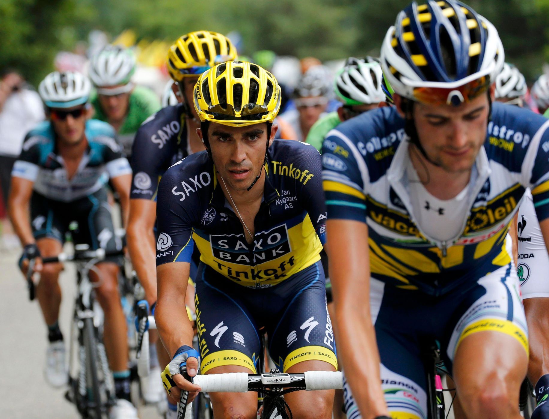 Contador při výstupu do Alpe d'Huez