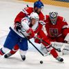 Hokej, MS 2013: Česko - Norsko: Petr Čáslava a Ondřej Pavelec - Niklas Roest
