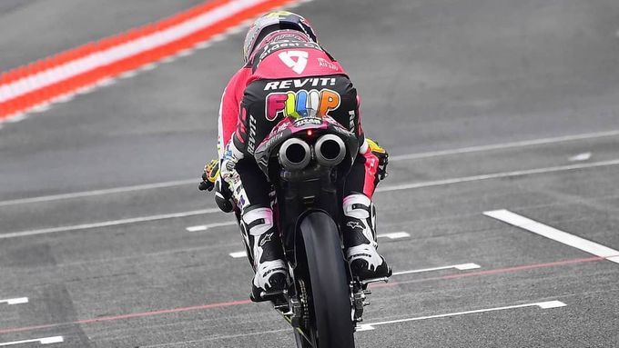 Filip Salač na Hondě kategorie Moto3 v sezoně 2020.