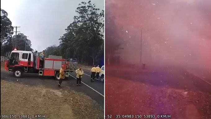 Záběry hasičů ukazují děsivou rychlost šíření požáru v Austrálii