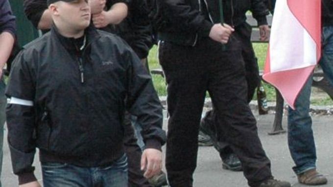 Jan Dufek as one of the organizers of a Czech Workers' Party rally on May 1, 2008