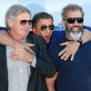 Cast members Harrison Ford, Sylvester Stallone, Mel Gibson pose during a photocall on the Croisette  to promote the film &quot;The Expendables 3&quot; during the 67th Cannes Film Festival in Cannes
