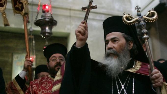 Řeckokatolický jeruzalémský patriarcha Theofil III. v roce 2008.