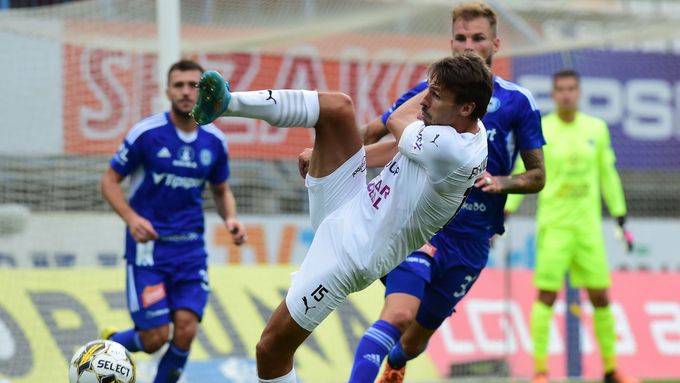 Patrik Brandner ze Slovácka v zápase 4. kola Fortuna:Ligy v Olomouci