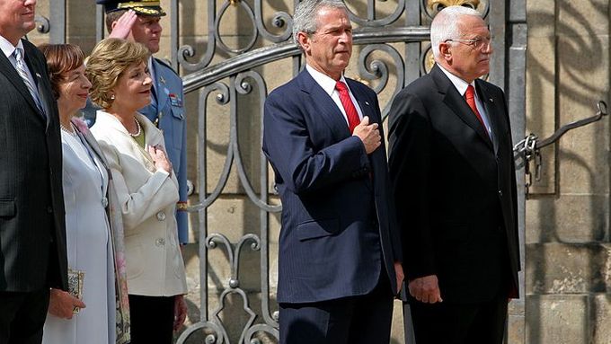 George Bush a Václav Klaus na Pražském hradě v červnu 2007.