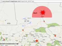 Mapa na internetových stránkách letiště v Ouagadougou.