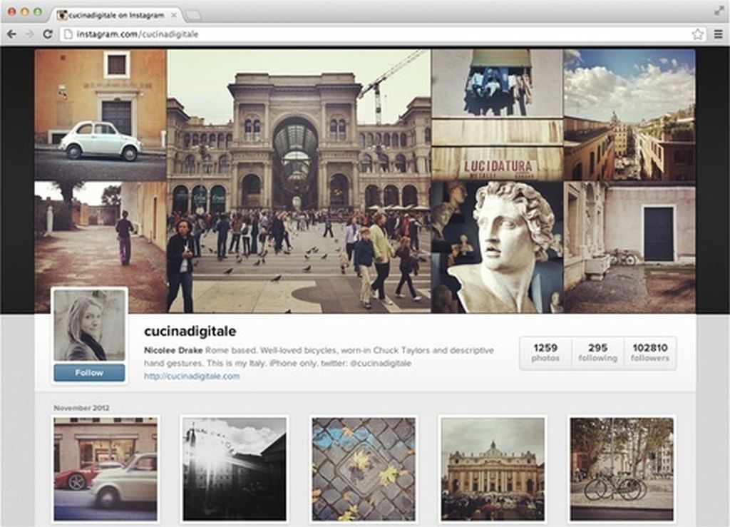 Instagram - webový profil