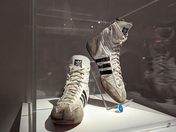 Ikonické adidasky, které měl Freddie na koncertě Live Aid ve Wembley v roce 1985, získal Tomáš na aukci Sotheby’s Freddie Mercury: A World of His Own.
