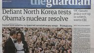 "Vzpurná Severní Korea otestovala Obamovo jaderné odhodlání" (titulní strana britského listu The Guardian, 6.4.2009)