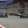 Mercedes Formula One driver Nico Rosberg of Germany leads the pack at the start of the Bahrain F1 Grand Prix at the Bahrain International Circuit (BIC) in Sakhir