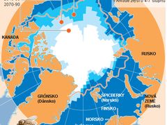 mapka úbytku arktického ledu