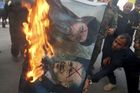Protesty proti tureckému prezidentovi Erdoganovi v irácké Basře
