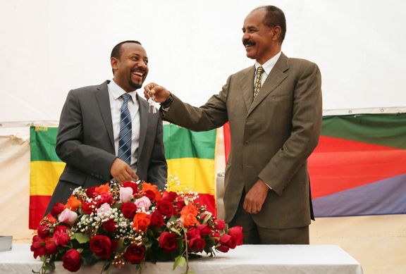 Etiopský premiér Abiy Ahmed (vlevo) s eritrejským prezidentem Isaiasem Afwerkim.