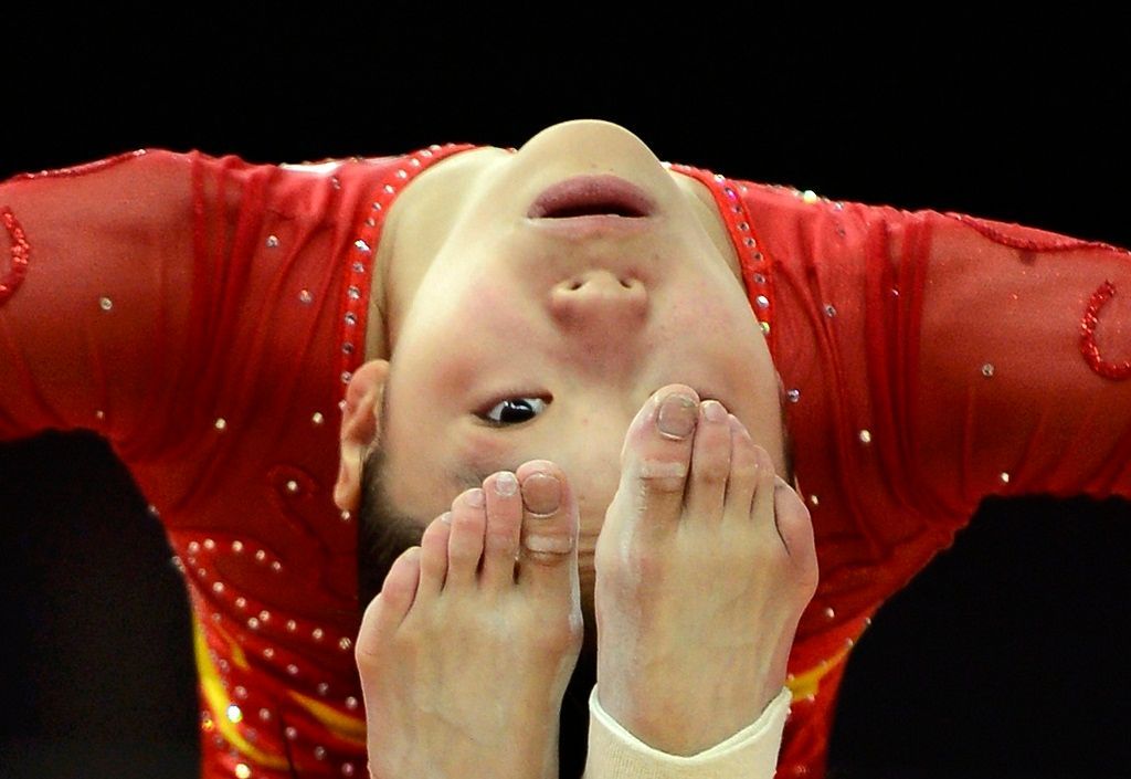 Trénink gymnastek na olympiádě v Londýně 2012