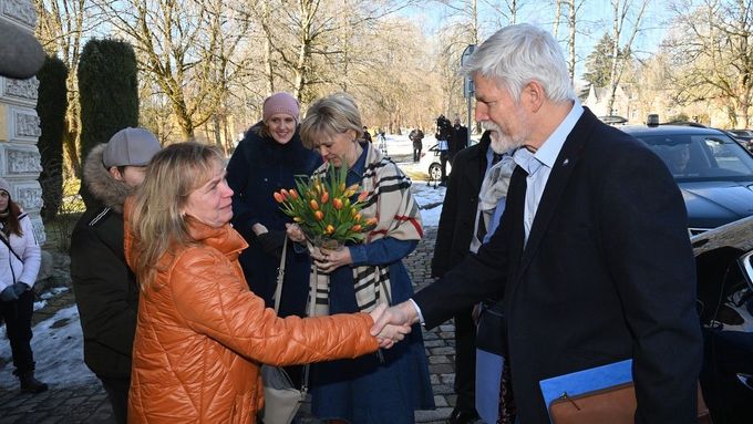 Zvolený prezident Petr Pavel v Aši během své návštěvy Karlovarského kraje, 15. února 2023.