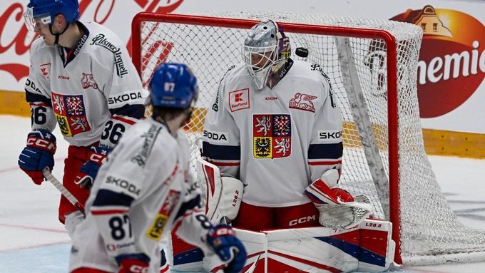 Čeští hokejisté v utkání s Finskem