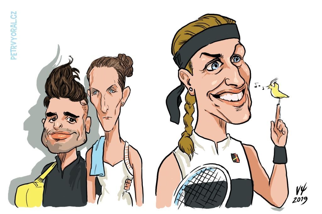 Kvitová Plíšková Hrdlička tenis kresba