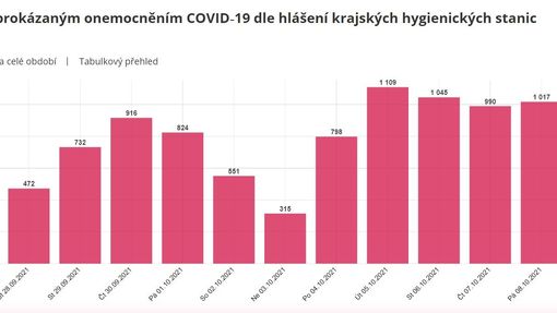Přehled počtu osob s nově prokázaným onemocněním covid‑19