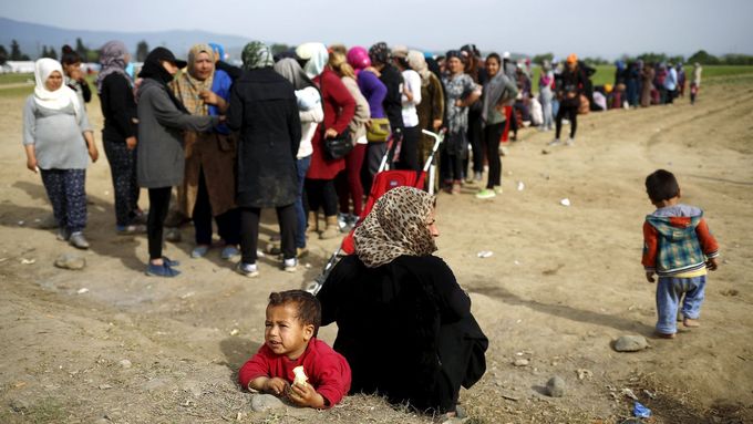 Uprchlíci v řeckém Idomeni.
