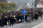 Uprchlíci na slovinské hranici.
