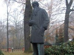 Statue of Josef Hlávka by sculptor Josef Mařatka in the park of the Chateau Lužany