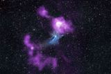 Pulsar PSR B1509-58 - kombinace infračerveného, radiového a rentgenového snímku