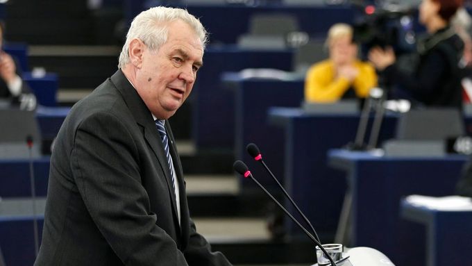 Český prezident Miloš Zeman hovoří v Evropském parlamentu.