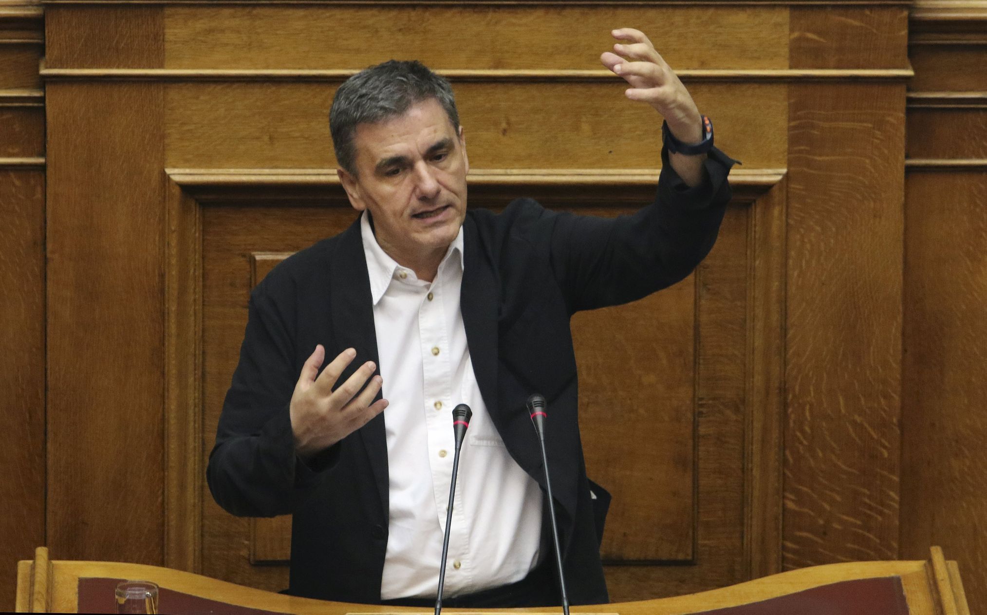 Řecký ministr financí Euklidis Tsakalotos, ilustrační, řecký parlament