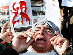 Protest jeruzalémských Palestinců proti operaci v Gaze