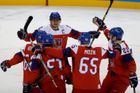 Čeští hokejisté slaví gól na 1:0 v zápase Česko - Švýcarsko na ZOH 2018