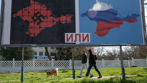 Plakát před referendem na Krymu.