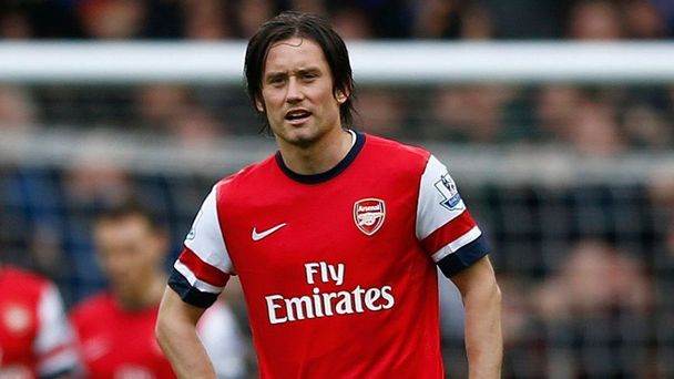 Smutný Tomáš Rosický a hráči Arsenalu