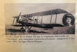 Snímek letounu Potez VII, v němž kapitán Deullin, "rytíř" mnoha vzdušných vítězství, 7. října 1920 slavnostně otevřel leteckou dopravní linku společnosti CFRNA mezi Paříží a Prahou. První cestující pak letěli z Prahy do Paříže o týden později, tedy 14. října.