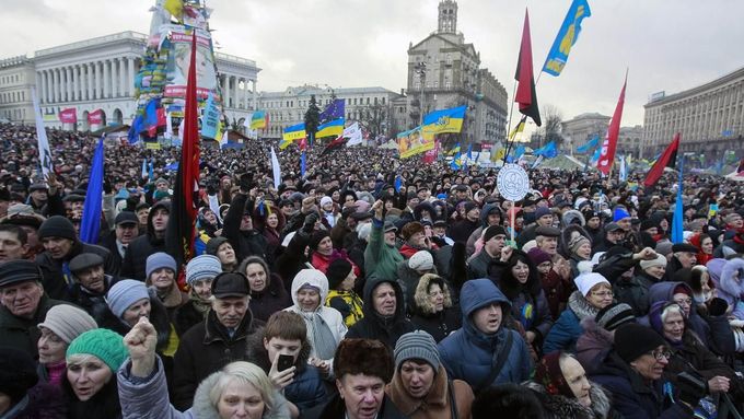 Protesty v Kyjevě pokračují.