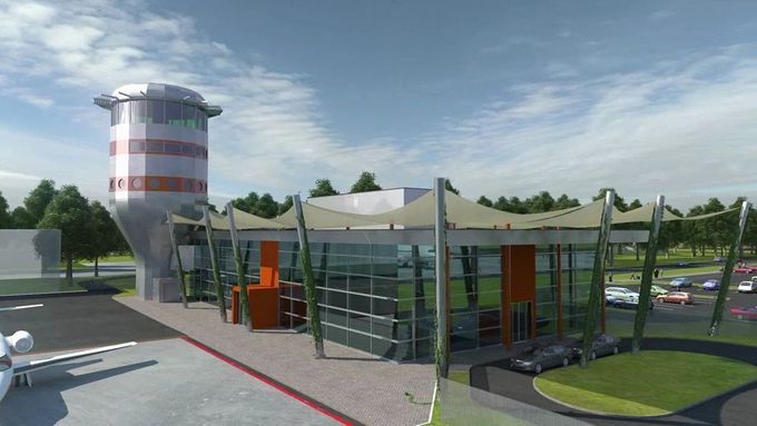 Řídící věž Letiště Vodochody (vizualizace projektu)